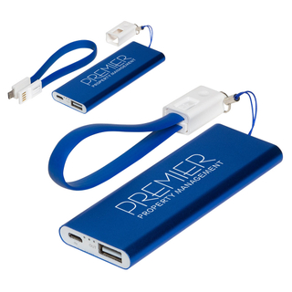 Ready to Go Power Bank with Cable Blue