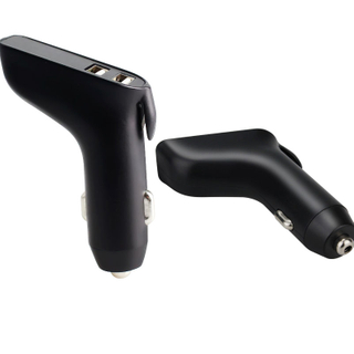High Speed Charging Double USB Ports Car Charger with Window Breaker, Seatbelt Cutter